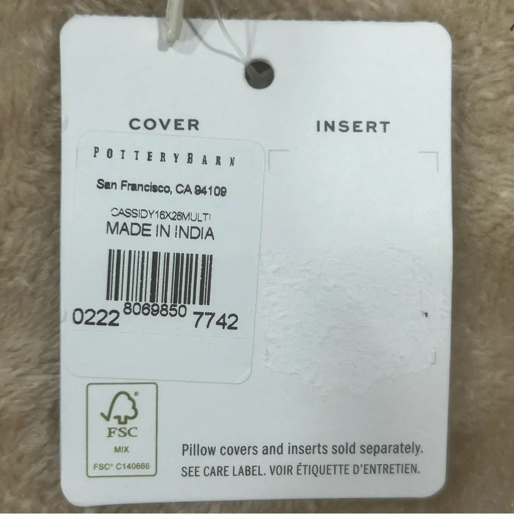Pottery Barn Cassidy Striped Lumbar Pillow Covers Set/2 16x26 Cotton Linen woven